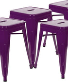 Taburete de metal para mesa de comedor, taburete de grado comercial Kai morado