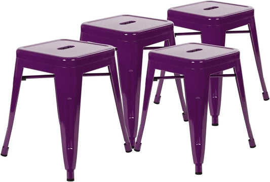 Taburete de metal para mesa de comedor, taburete de grado comercial Kai morado