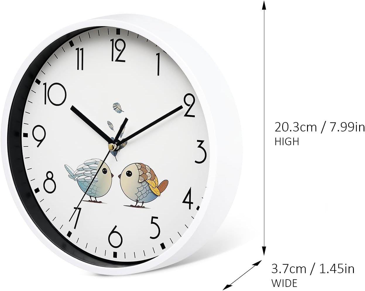 nuovo Reloj de pared redondo de 8 pulgadas, silencioso y sin tictac, reloj de...