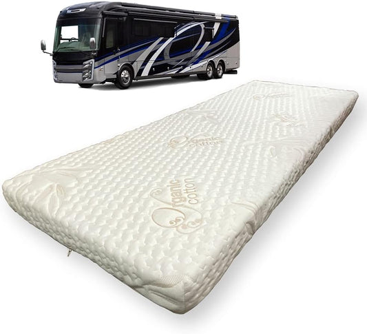 Foamma Colchón de 3 x 30 x 72 pulgadas para caravana con funda de algodón