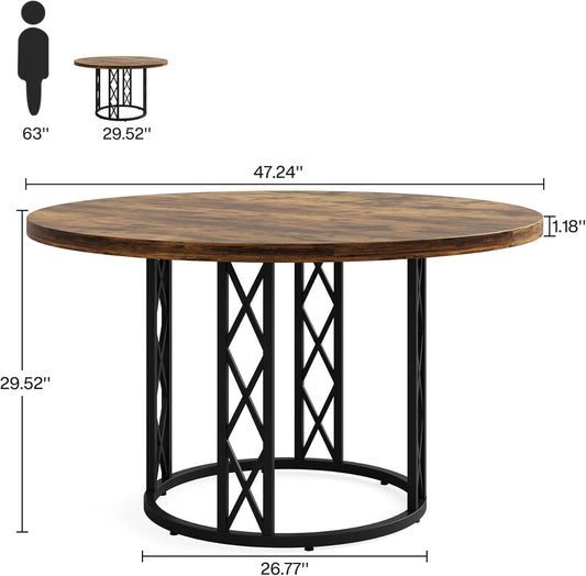 Mesa de comedor redonda para 4 personas, mesa de cocina moderna de 47 pulgadas