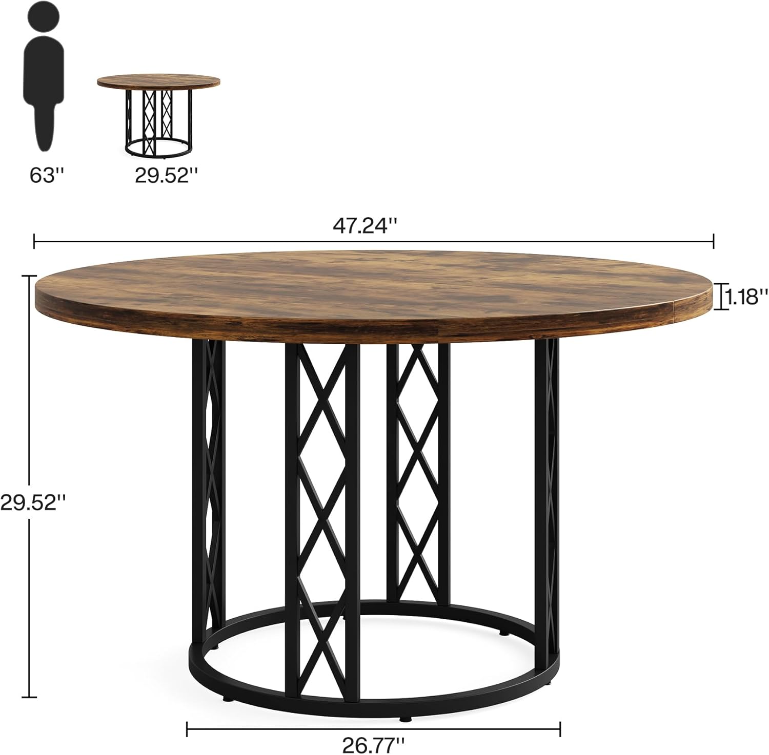 Tribesigns Mesa de comedor redonda para 4 personas mesa de cocina moderna de 47...