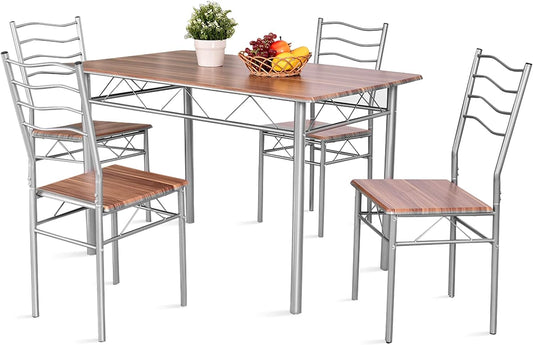 Moderno juego de mesa de comedor de 5 piezas para 4 sillas, muebles de cocina