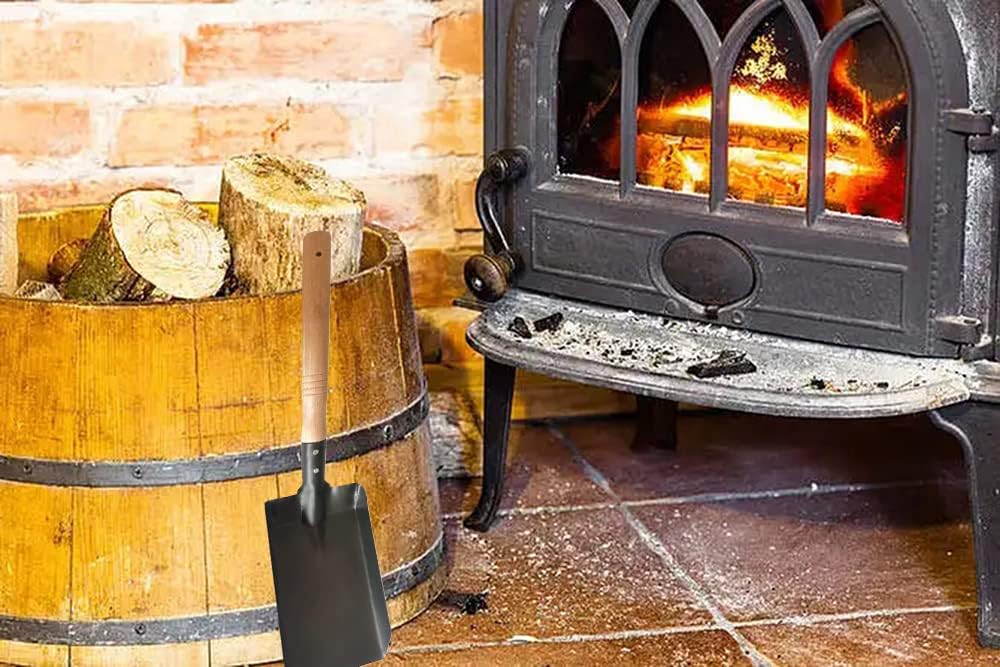 Pala para chimenea, pala de carbón, pala de cenizas para estufa de leña (madera)