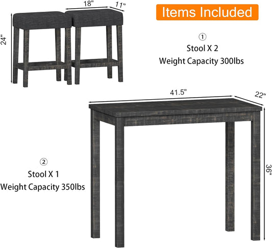 Juego de mesa de comedor de 3 piezas para 2, mesa de bar y sillas, mesa con 2