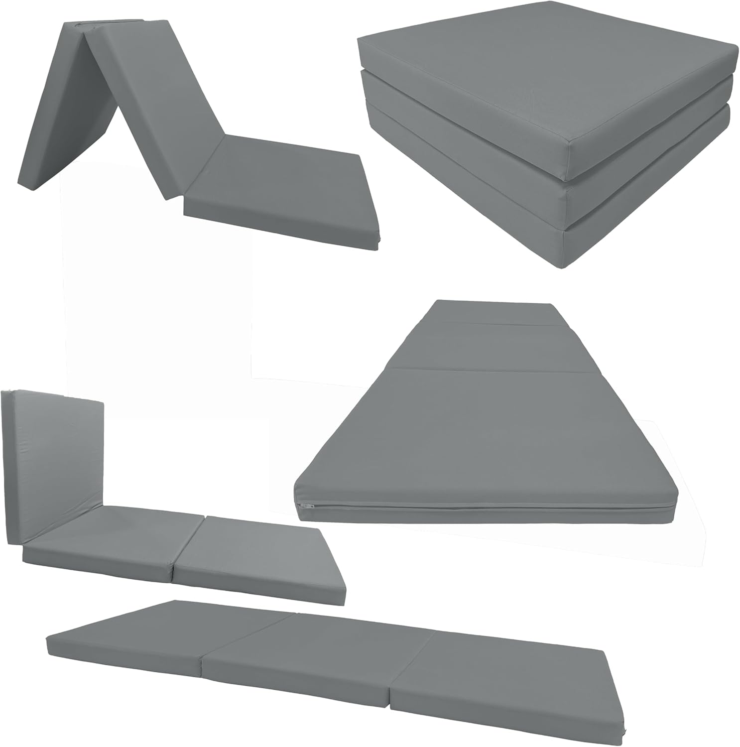 Colchón tríptico gris, Shikibuton, para cama, de 3 pulgadas de alto x 27...
