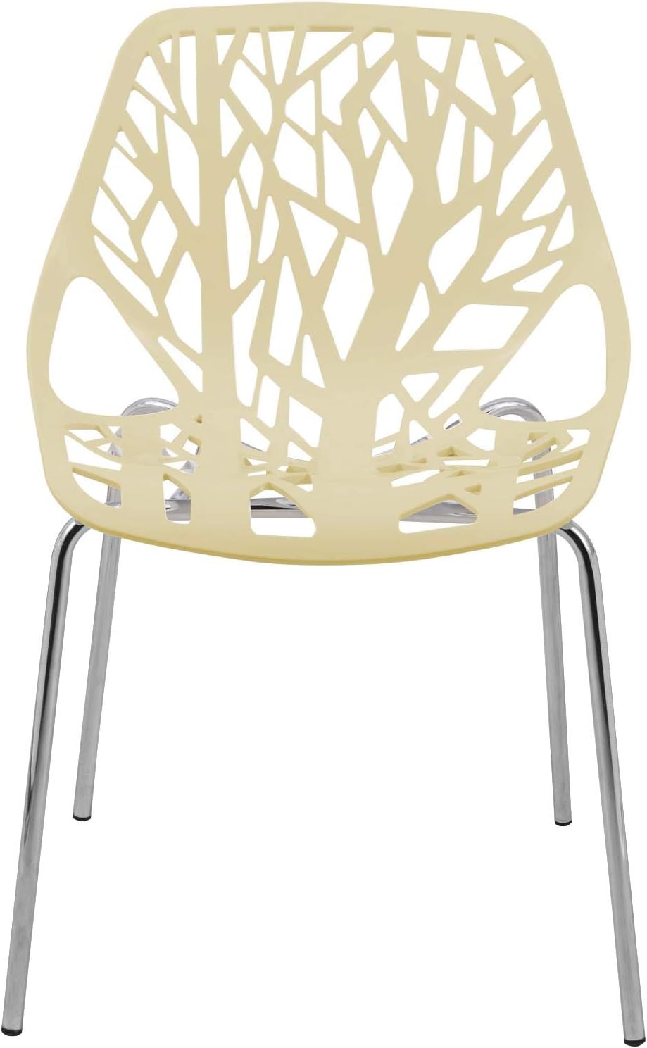 Forest Modern Silla de comedor con patas cromadas, juego de 4 (crema)