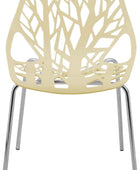 Forest Modern Silla de comedor con patas cromadas, juego de 4 (crema)