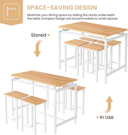 Juego de 4 mesas de comedor para 4 mesas y sillas de cocina, juego de mesa de