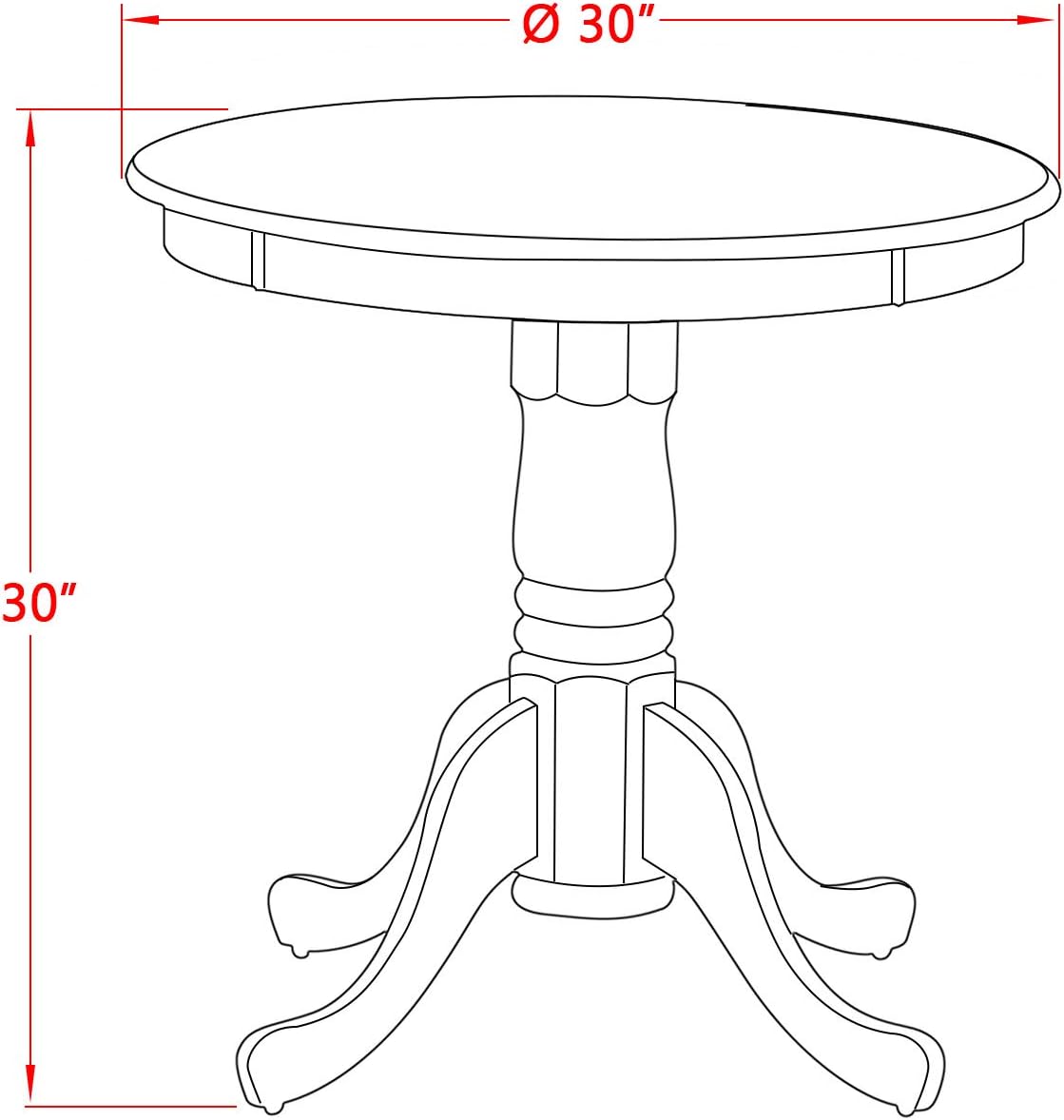 El juego de cocina Eden de 3 piezas contiene una mesa redonda de comedor con