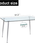 Mesa de comedor rectangular moderna y minimalista de cristal para 4 a 6