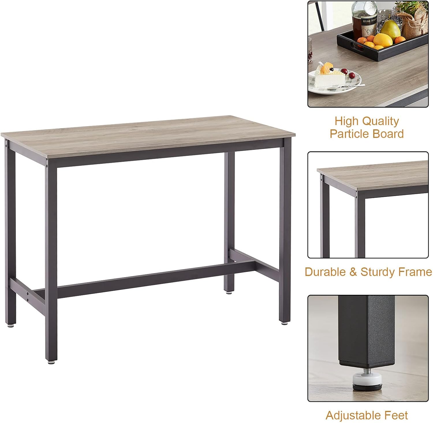KIVENJAJA Juego de mesa y sillas de bar para 4, mesa rectangular de 5 piezas y...
