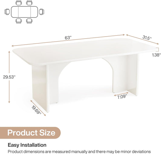 Mesa de comedor moderna para 4 a 6 personas, mesa de cocina rectangular grande