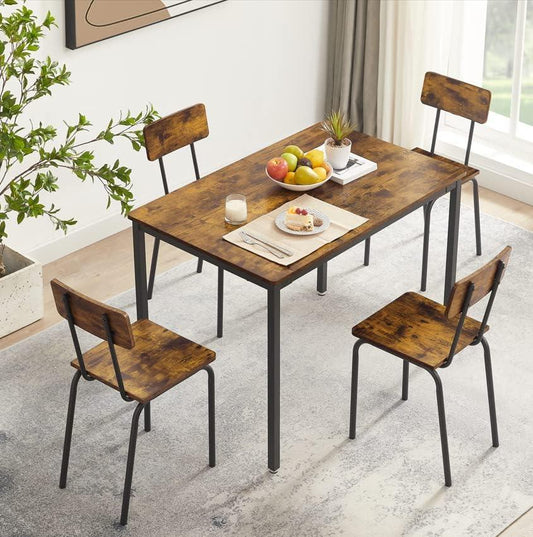 Juego de mesa de comedor, industrial de 5 piezas con 4 sillas de comedor con