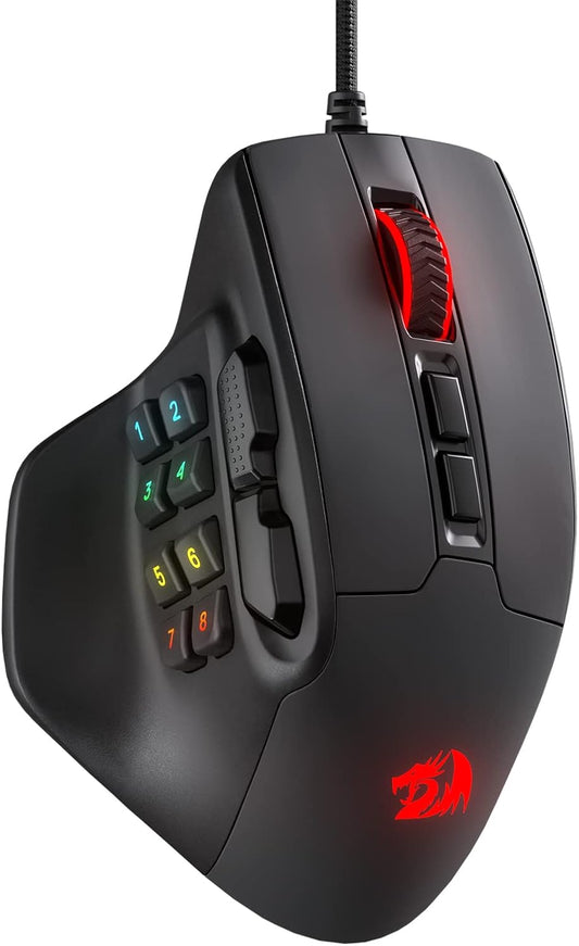 Redragon M811 Aatrox MMO Mouse para juegos, 15 botones programables con cable...