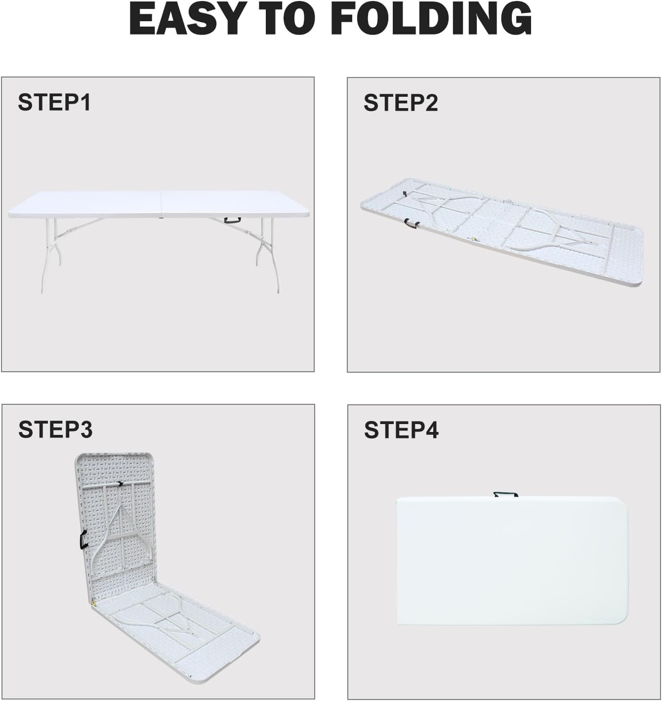 Mesa plegable de plástico portátil de 4 pies6 pies8 pies, mesa de comedor de