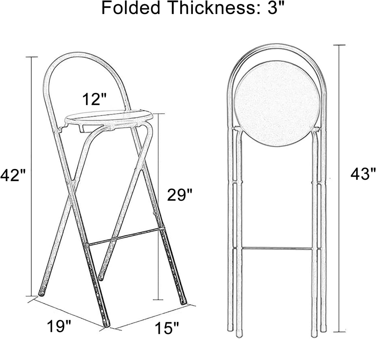 Taburetes de bar plegables, silla de bar de 29 pulgadas, taburete alto con...