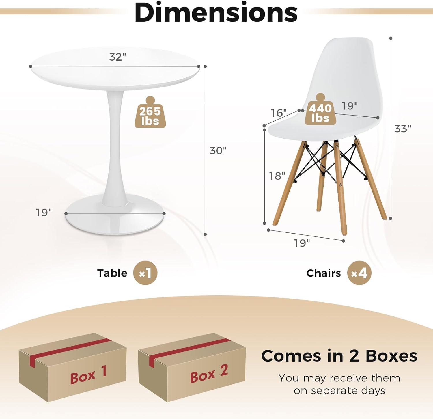 Juego de mesa de comedor de 5 piezas para 4, juego de mesa de cocina con