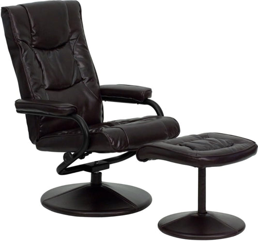 Flash Furniture SillónOtomano reclinable, color negro, de piel, con base...