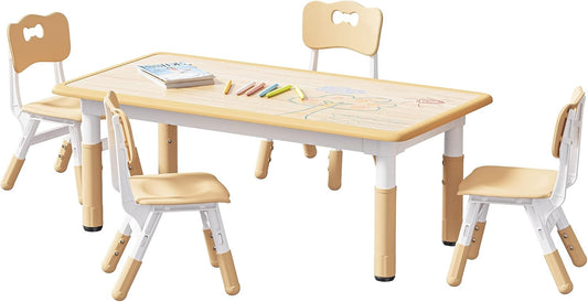 Brelley Juego de mesa y 4 sillas para niños, juego de mesa y silla para niños...