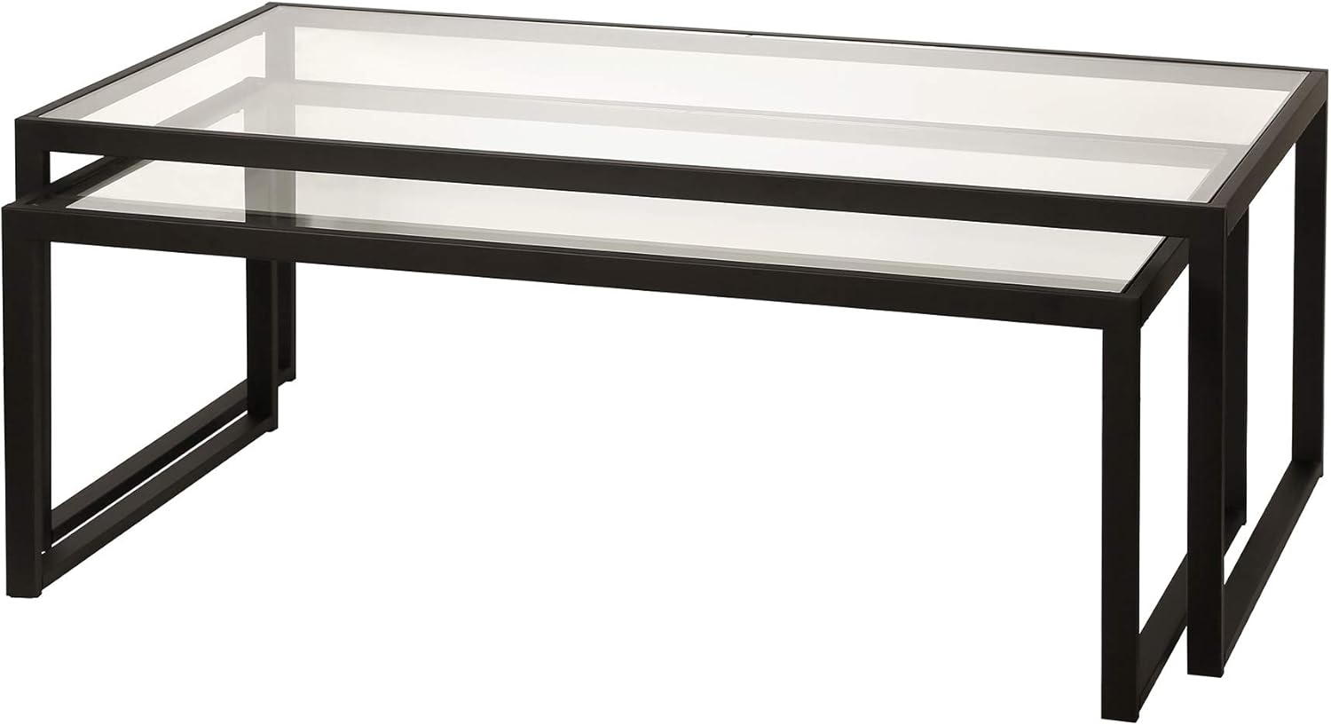 Henn&Hart Mesa de centro anidada rectangular en bronce ennegrecido, mesas de...