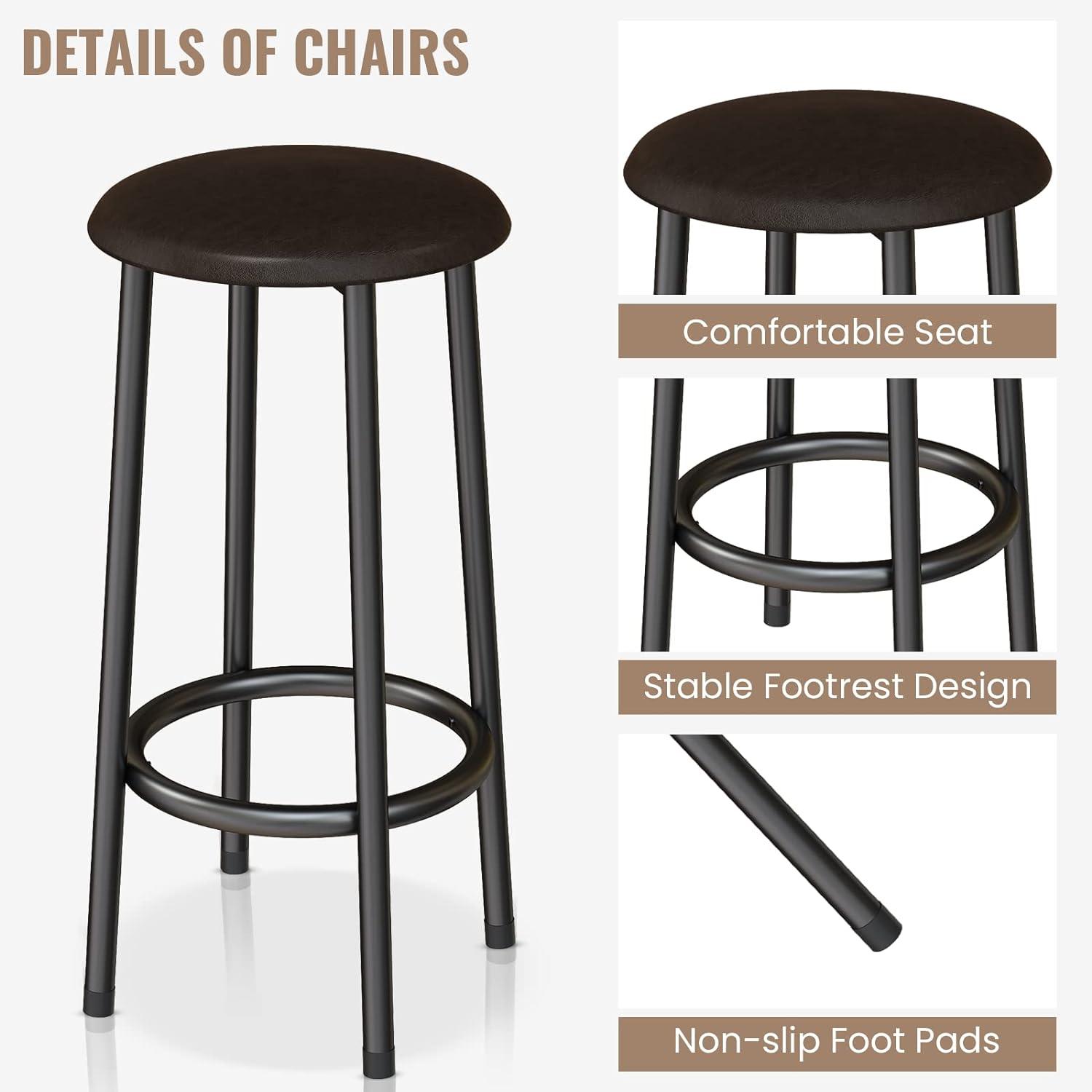 Juego de mesa y sillas de bar, mesa de altura de mostrador con estante de