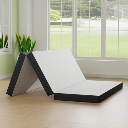 Colchón triple plegable de espuma viscoelástica de 4 pulgadas, cubrecolchón