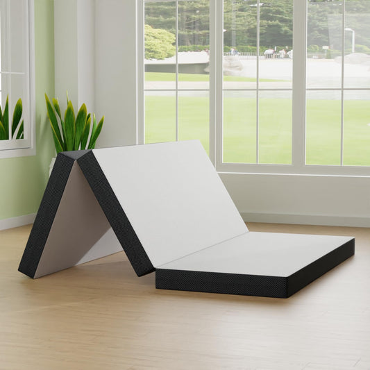 Colchón triple plegable de espuma viscoelástica de 4 pulgadas, cubrecolchón
