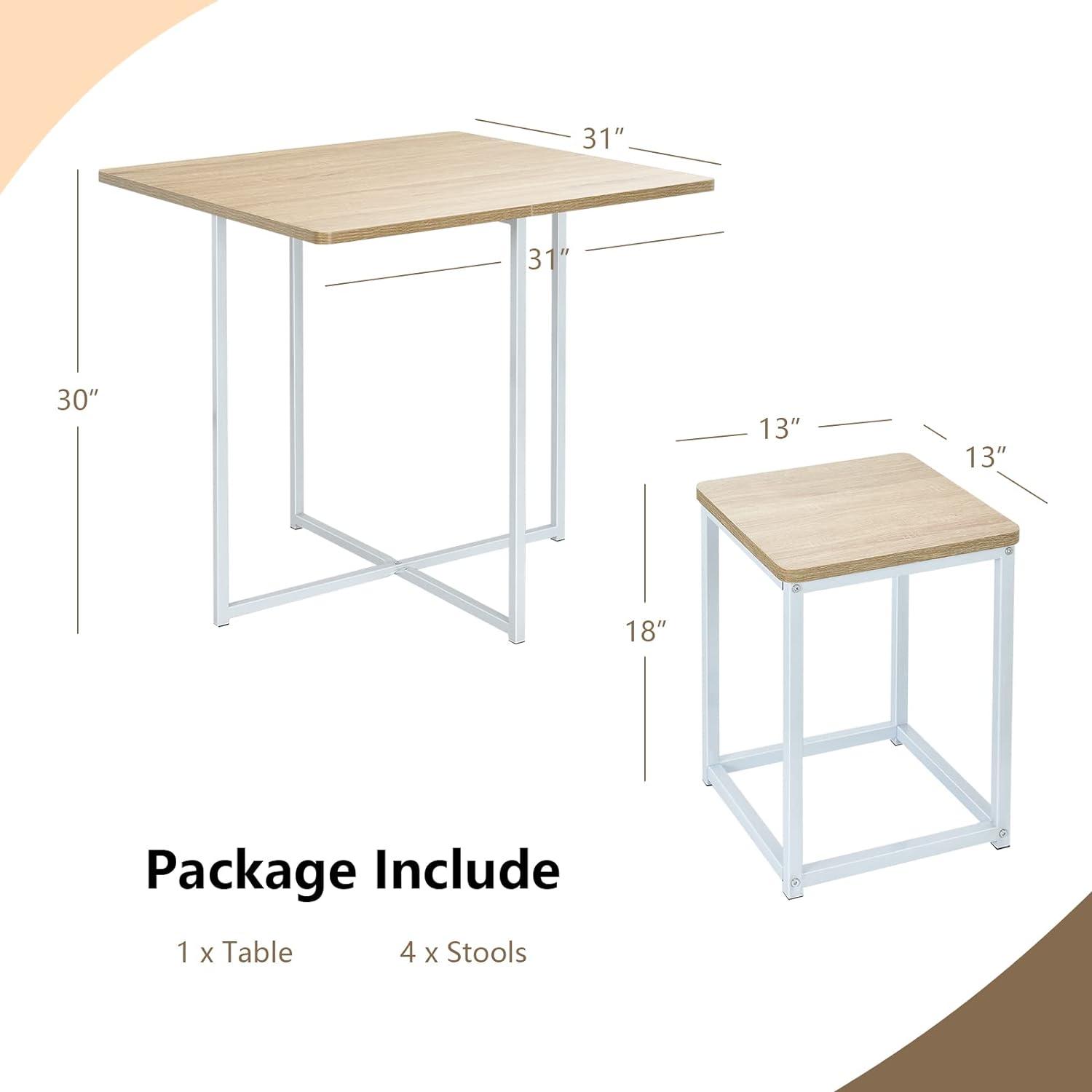 Juego de mesa de comedor de 5 piezas, juego de mesa de cocina y sillas para 4