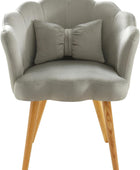 Silla de sala de estar con patas de madera, silla tapizada de terciopelo, silla