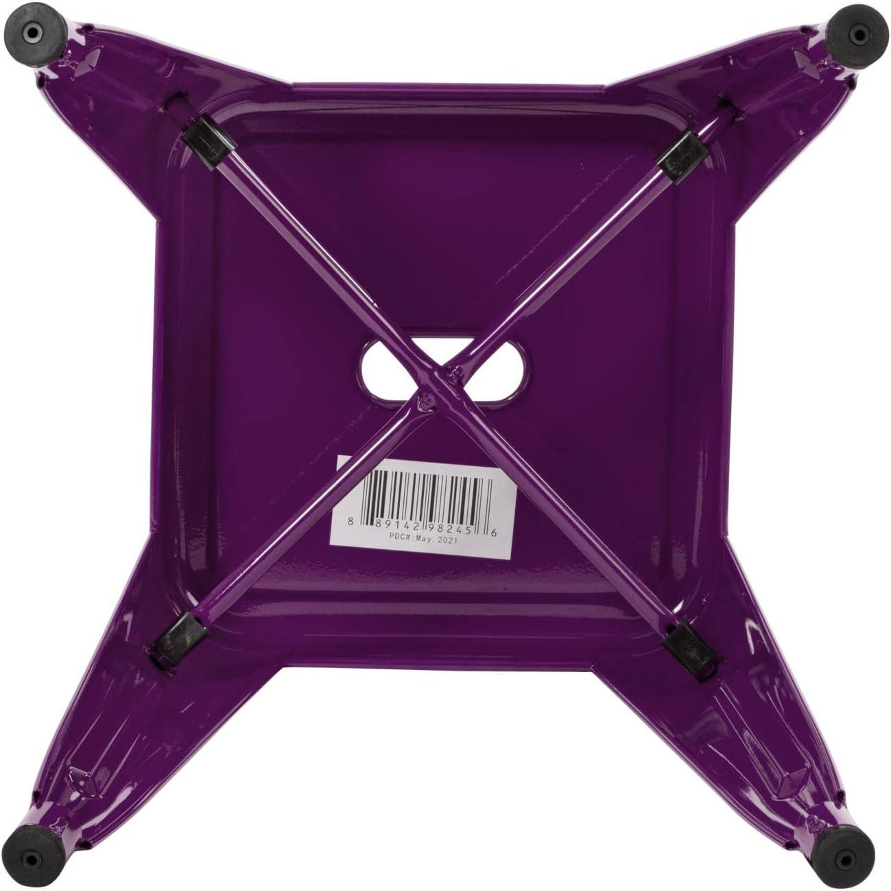 Taburete de metal para mesa de comedor, taburete de grado comercial Kai morado