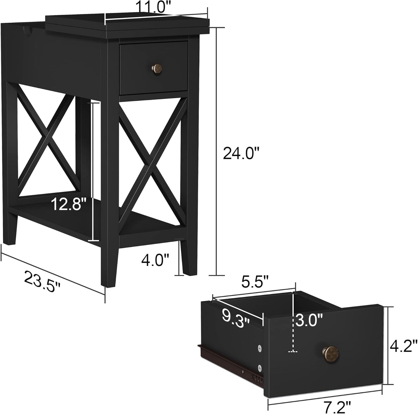 Mesa de consola estrecha, mesa auxiliar de madera para sofá, mesa auxiliar con