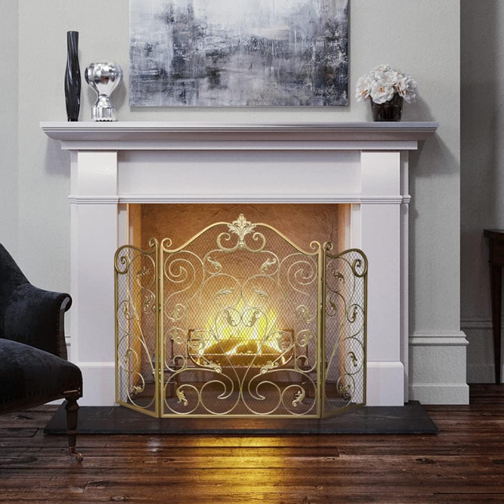 Pantalla plegable de metal decorativo de 3 paneles para sala de estar,...