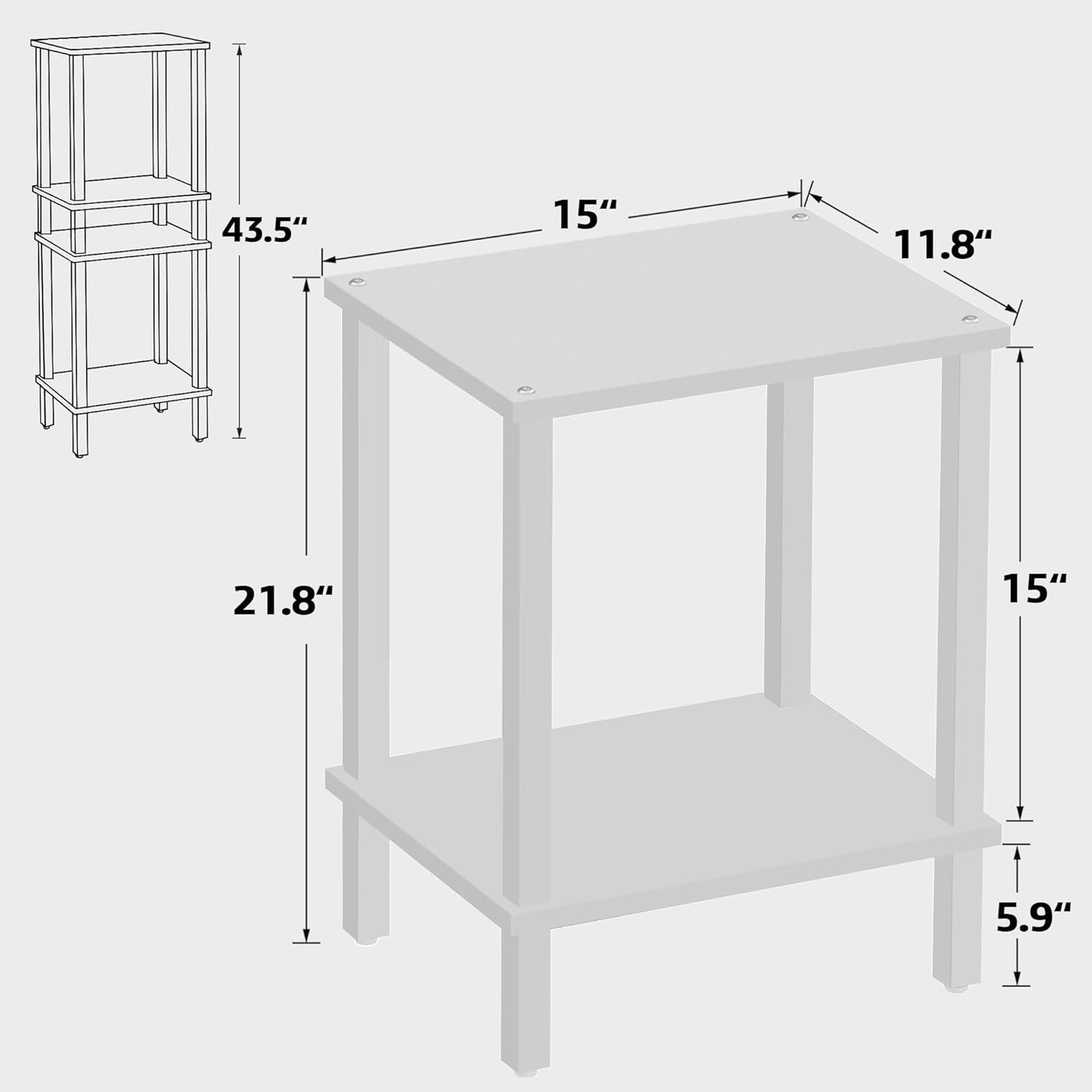 TUTOTAK TB01BW034 - Mesa auxiliar, mesita de noche con estante de...