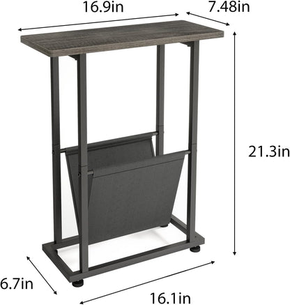 Fixwal Mesa auxiliar pequeña y estrecha, mesita de noche delgada con estante de...