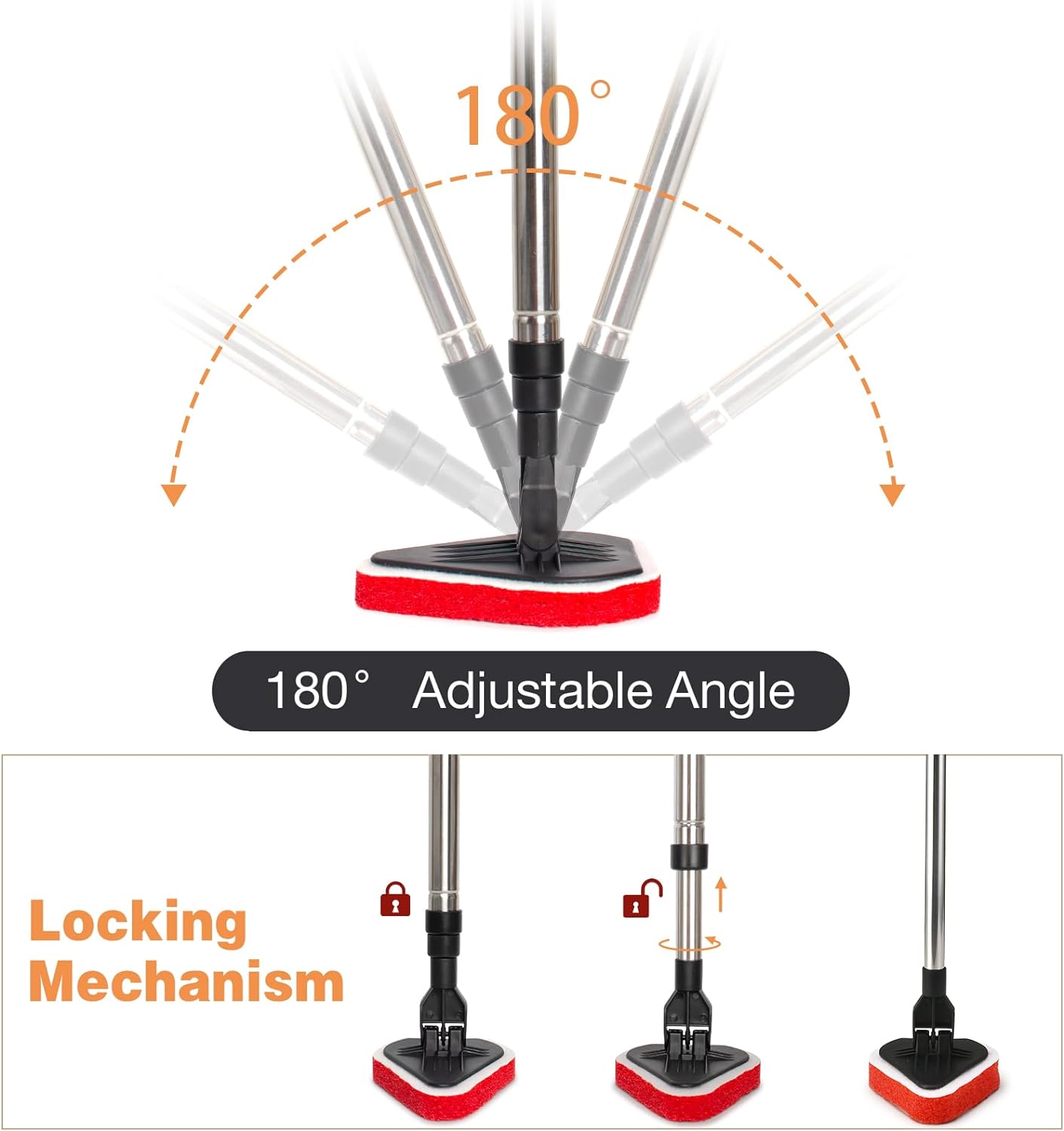 Cepillo de limpieza 3 en 1, poste telescópico ajustable de 46 pulgadas de mango