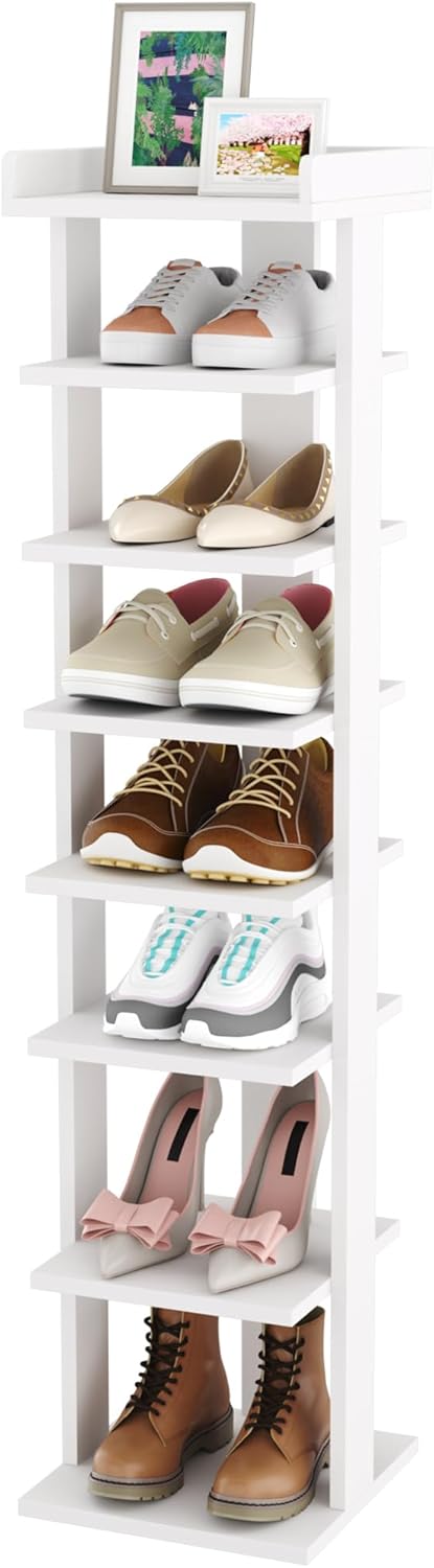 HOMEFORT - Zapatera de madera de 7 niveles tipo torre, ideal como organizador...