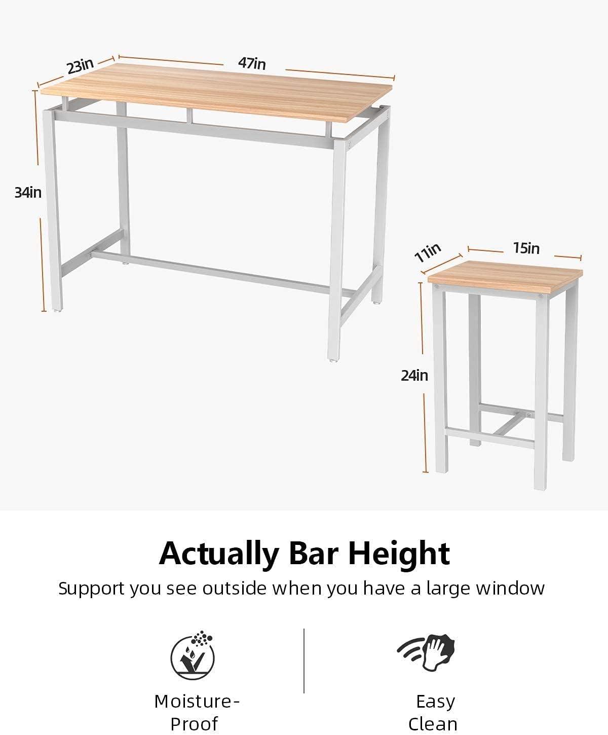 Juego de 5 mesas de comedor de cocina para 4, elegante juego de mesa de pub de