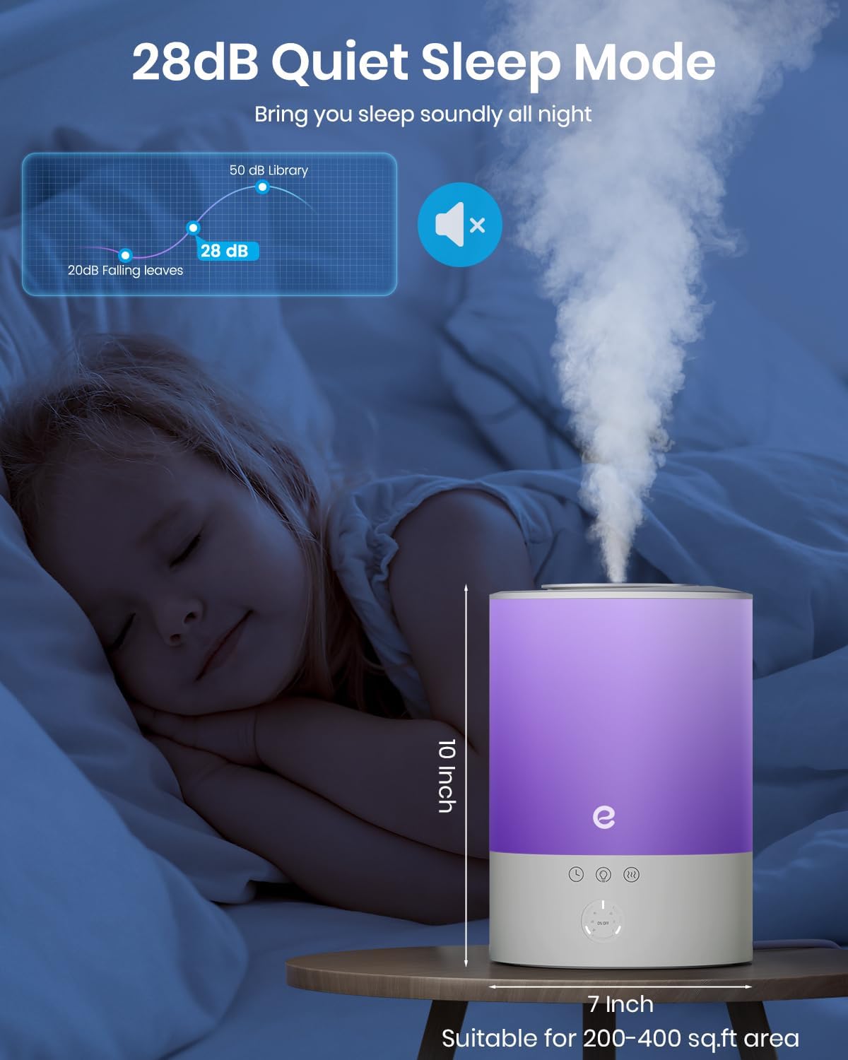 Esemoil Humidificadores de niebla fría para dormitorio, habitación grande,...