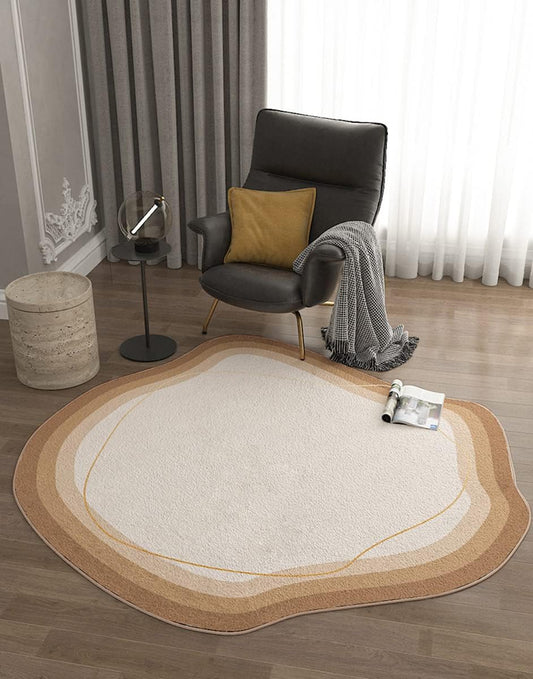 Alfombra ovalada beige de lana natural Trippy de 4 pies para comedor,...