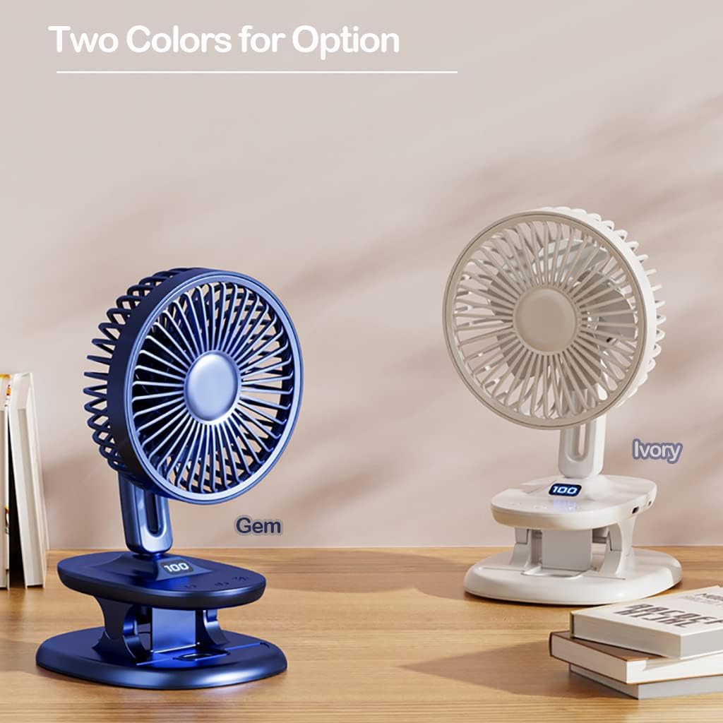 Ventiladores de mesa portátiles de 5 pulgadas con clip, cabezal oscilante de...