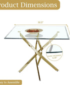 Mesa de comedor pequeña cuadrada de vidrio para 2-4 mesa de cocina para comedor