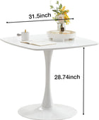 Mesa de comedor cuadrada de tulipán blanco de 31.5 pulgadas, mesa de cocina...