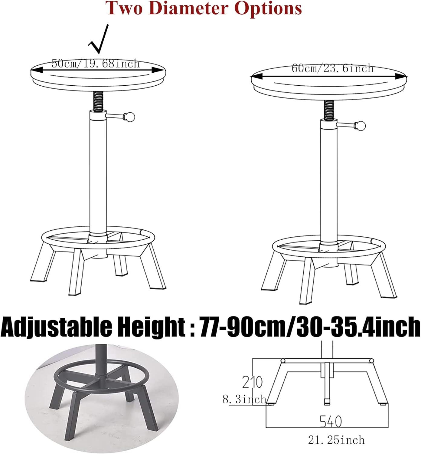 Mesa de bar giratoria ajustable de 30 a 35.4 pulgadas, mesa redonda de madera