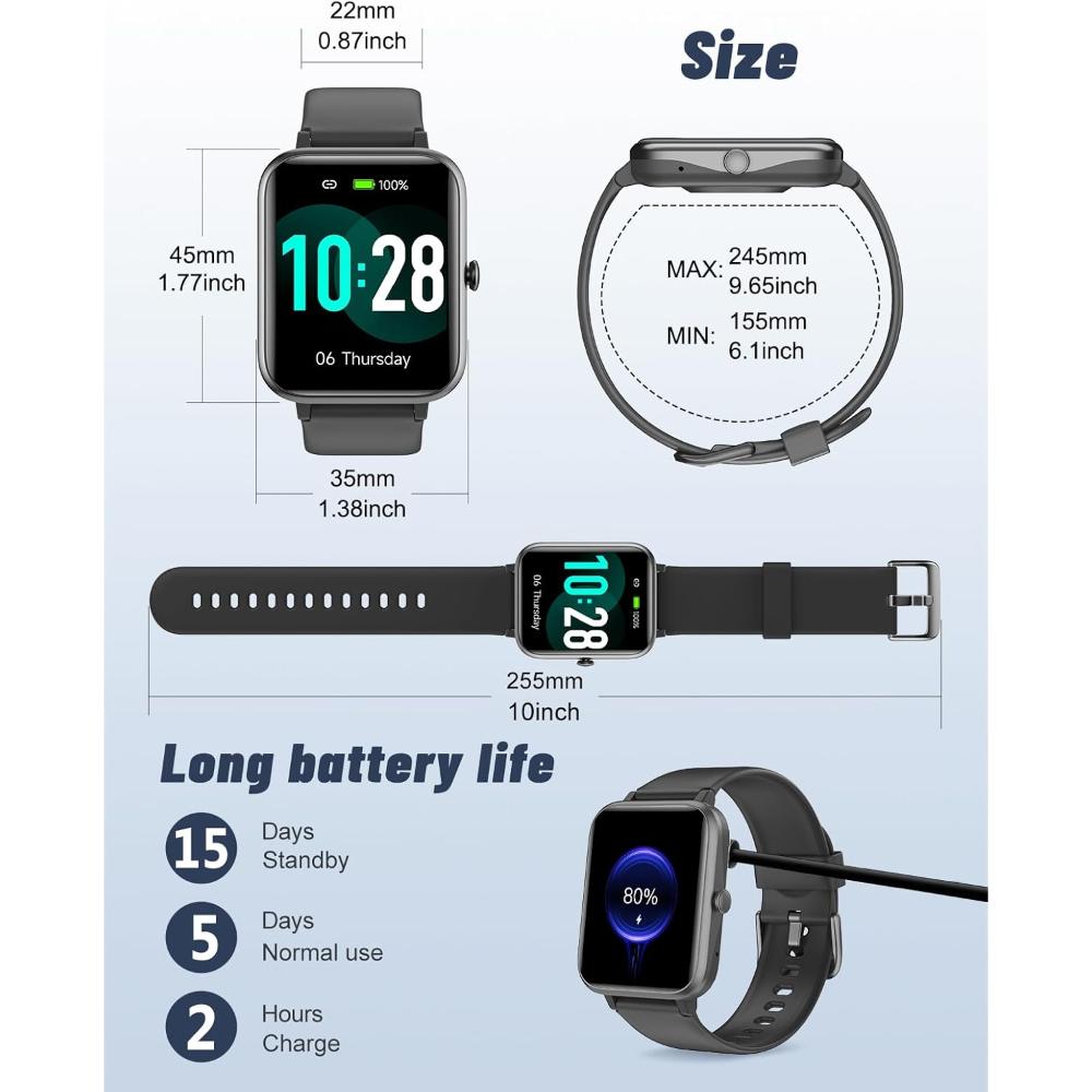 Reloj inteligente para teléfonos iOS y Android, unisex, con IP68