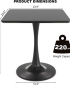 Mesa de tulipán negro de 24 pulgadas para cocina, mesa de comedor cuadrada