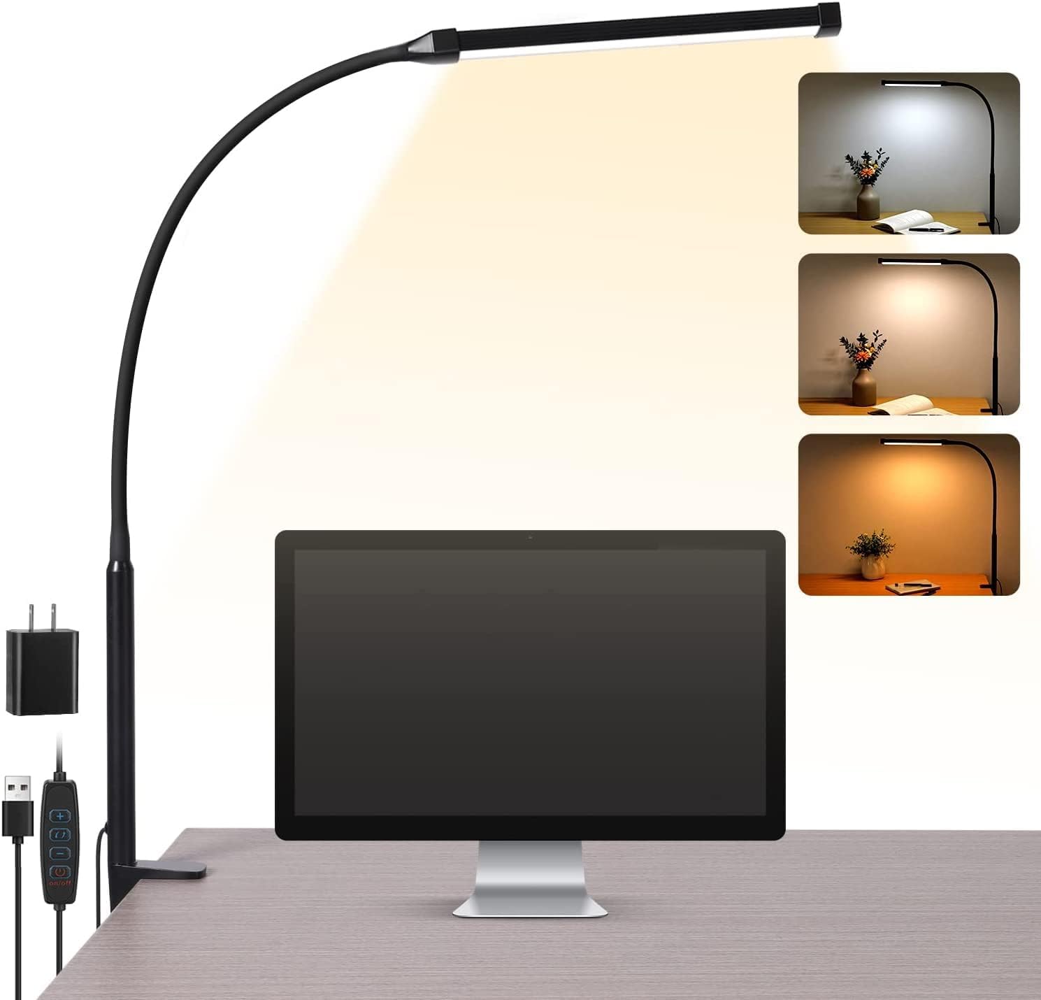 Lámpara De Escritorio LED Con Abrazadera, Luces De Clip, Y Cuello Cisne