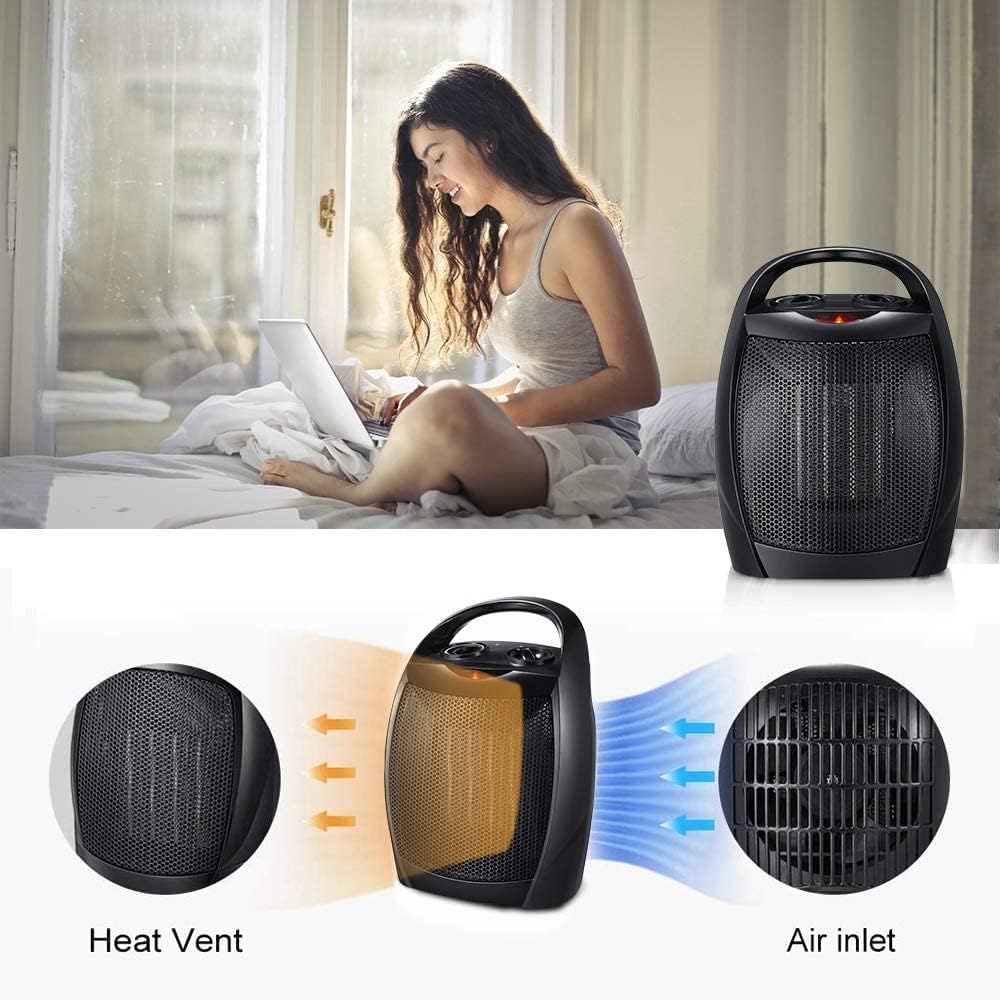 Calentador eléctrico portátil pequeño con termostato, calentador MIni de...