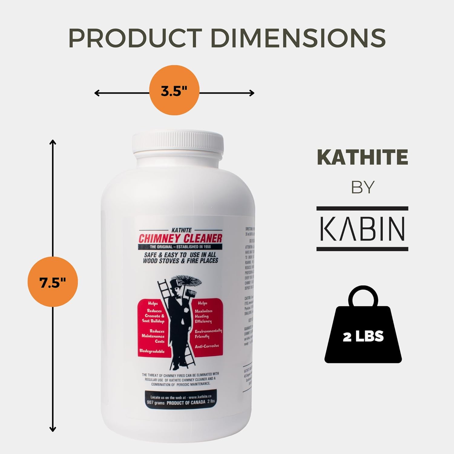 KABIN Kathite - Limpiador de chimenea de 2 libras, kit de limpieza de chimenea...