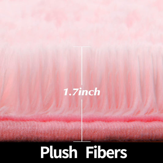 Alfombra redonda rosa para dormitorio de niñas, alfombra circular esponjosa de...